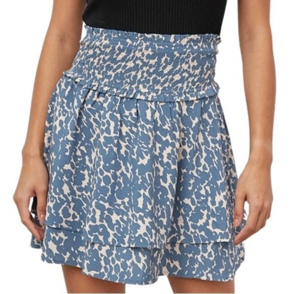Rails Mini Skirt Addison Pull On Ruffle Turquoise Textured Spots Blue Small